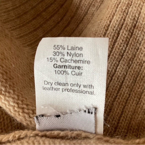 J. Crew V-Neck Wool and Cashmere Blend Sweater Leather Panels in Camel Size XS - Picture 9 of 9